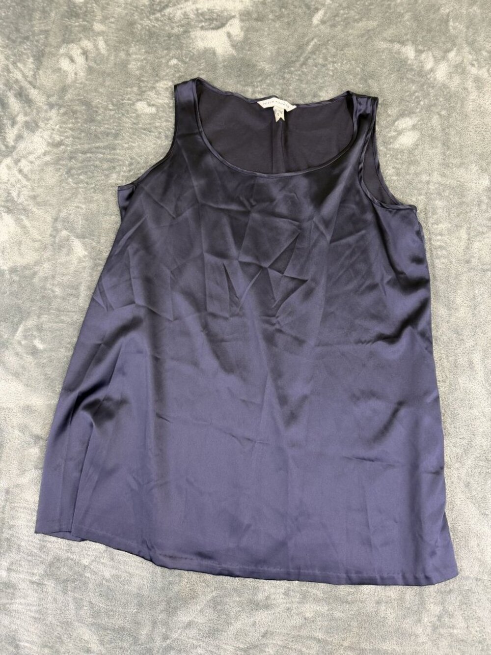 Peter Nygard Womens Navy Satin Sleeveless Tank Top S